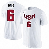 Men's USA Basketball LeBron James Nike White Name & Number T-Shirt,baseball caps,new era cap wholesale,wholesale hats